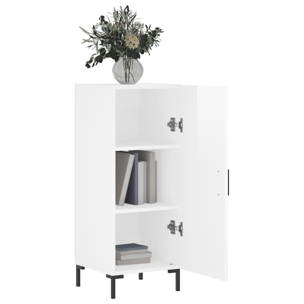 Sideboard High Gloss White 34.5x34x90 cm Engineered Wood