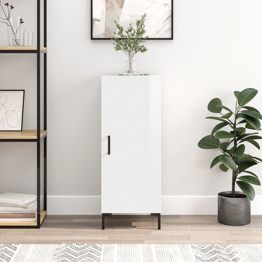 Sideboard High Gloss White 34.5x34x90 cm Engineered Wood