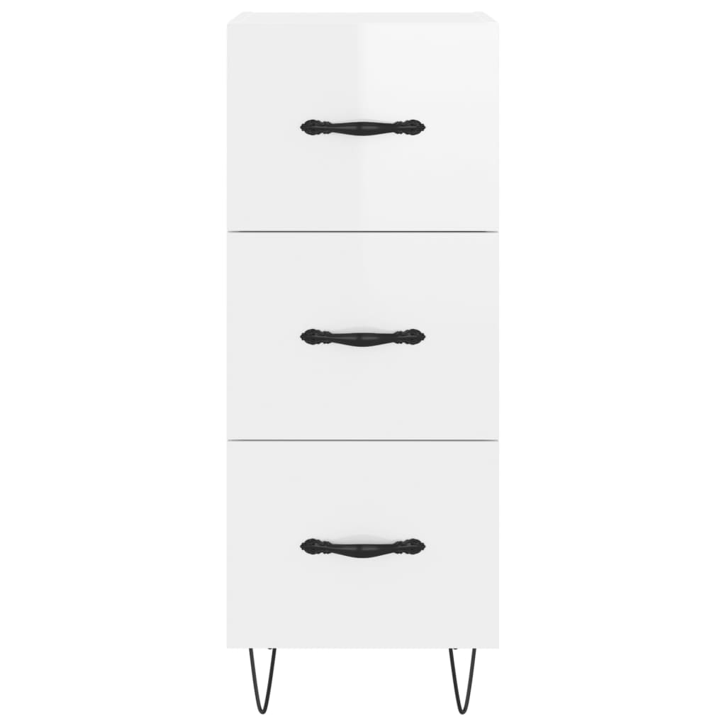 Sideboard High Gloss White 34.5x34x90 cm Engineered Wood
