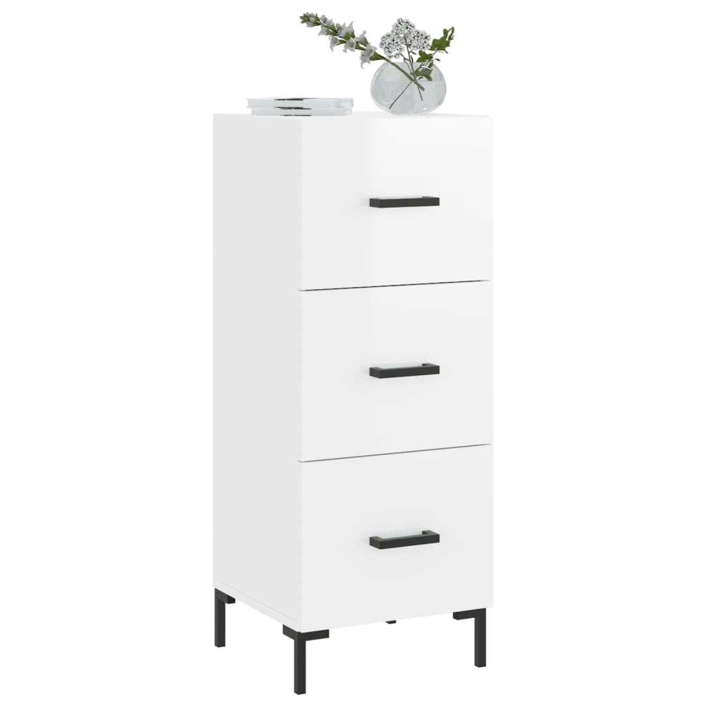 Sideboard High Gloss White 34.5x34x90 cm Engineered Wood