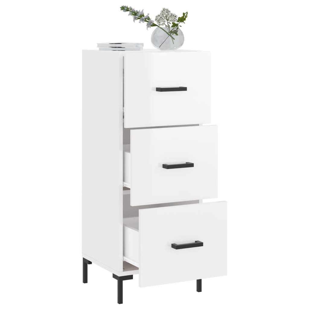 Sideboard High Gloss White 34.5x34x90 cm Engineered Wood
