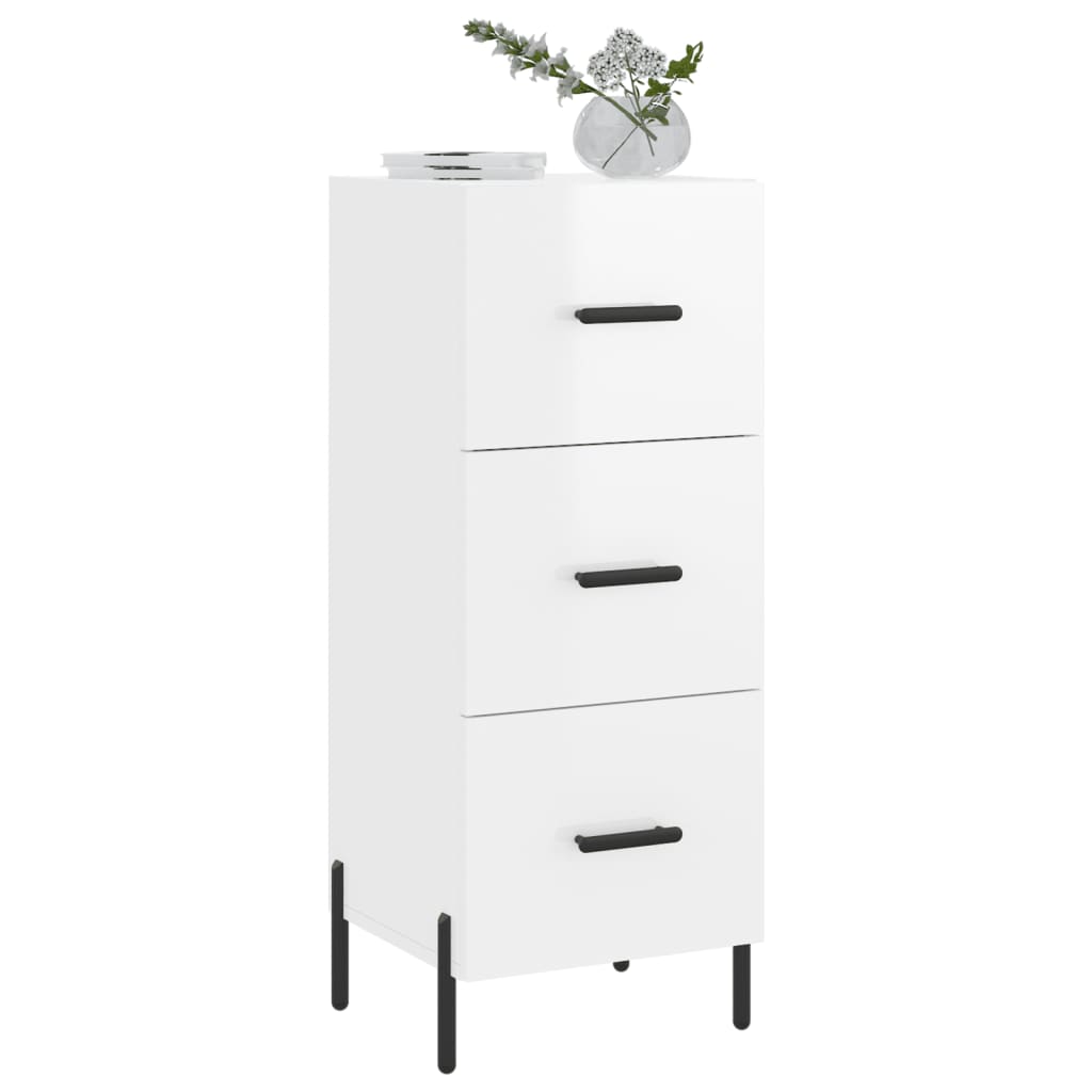 Sideboard High Gloss White 34.5x34x90 cm Engineered Wood