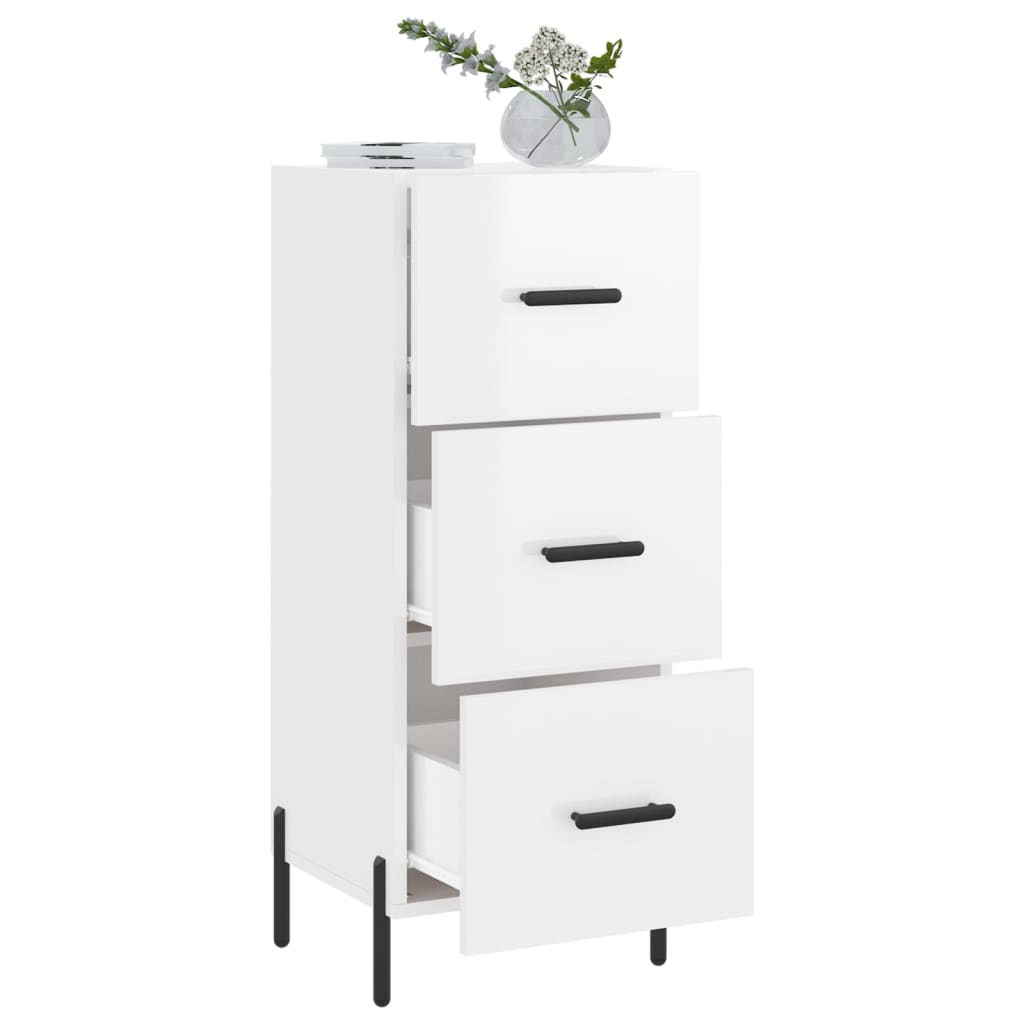 Sideboard High Gloss White 34.5x34x90 cm Engineered Wood