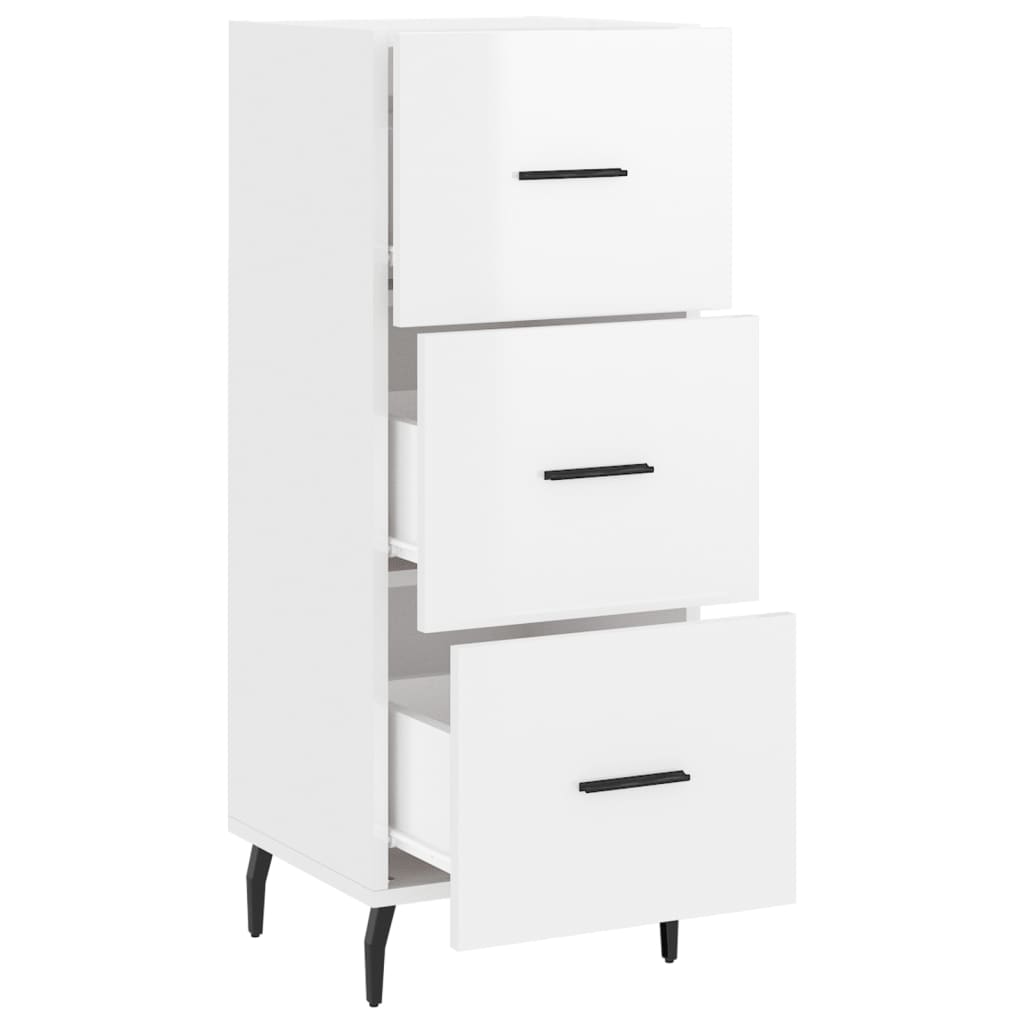 Sideboard High Gloss White 34.5x34x90 cm Engineered Wood