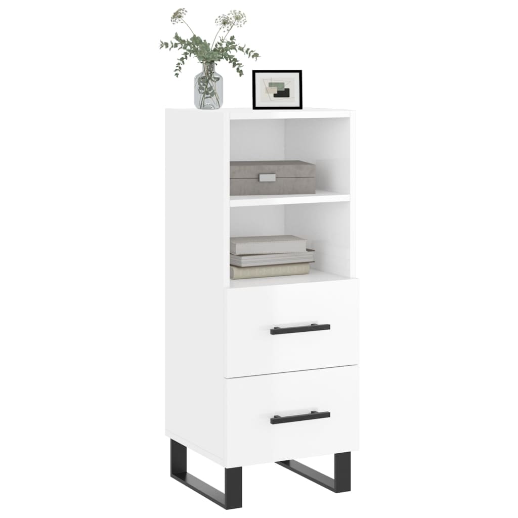 Sideboard High Gloss White 34.5x34x90 cm Engineered Wood