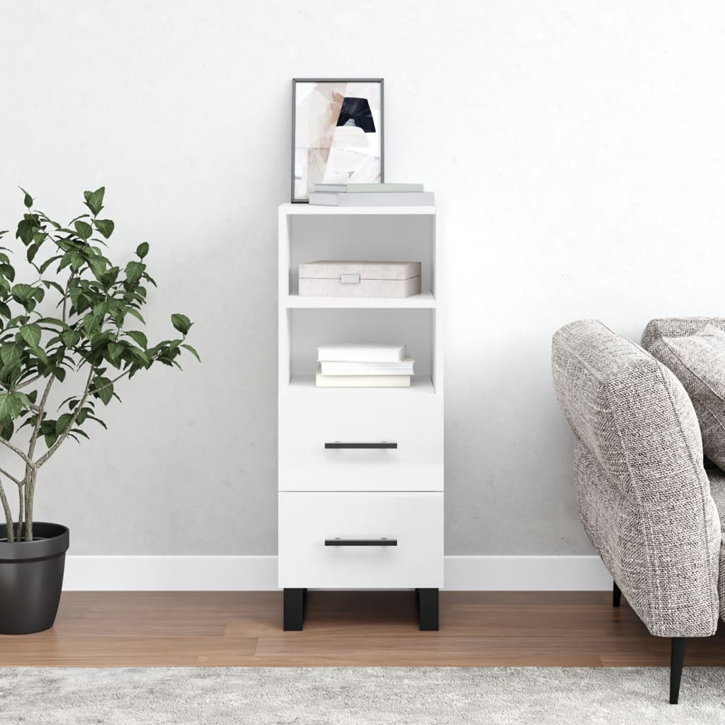 Sideboard High Gloss White 34.5x34x90 cm Engineered Wood