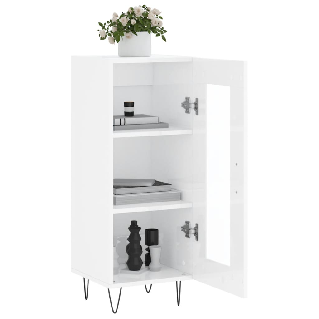 Sideboard High Gloss White 34.5x34x90 cm Engineered Wood