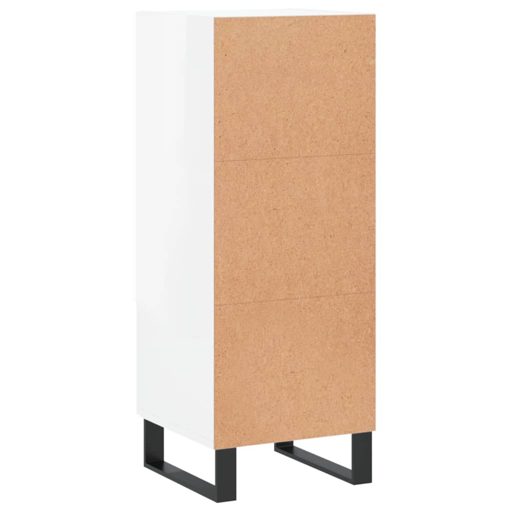 Sideboard High Gloss White 34.5x34x90 cm Engineered Wood
