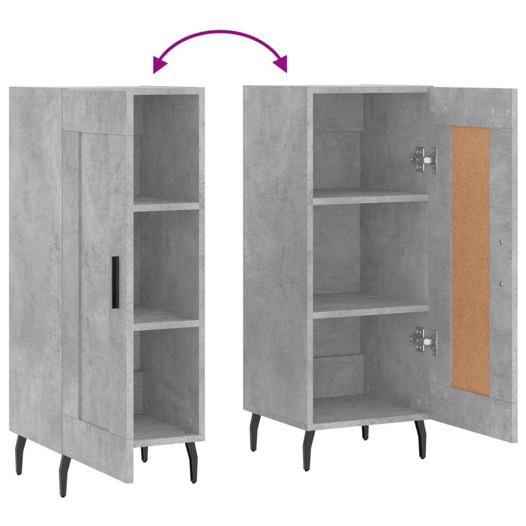 Sideboard Concrete Grey 34.5x34x90 cm Engineered Wood