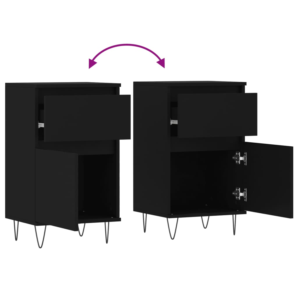 Sideboards 2 pcs Black 40x35x70 cm Engineered Wood