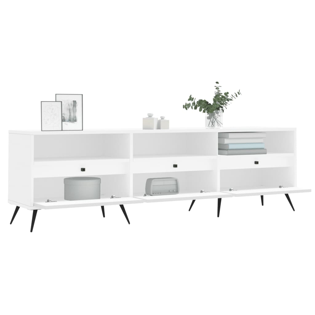 Modern Wooden 59 Inch TV Tele Stand Unit Cabinet With Open Storage & 3 Drawers
