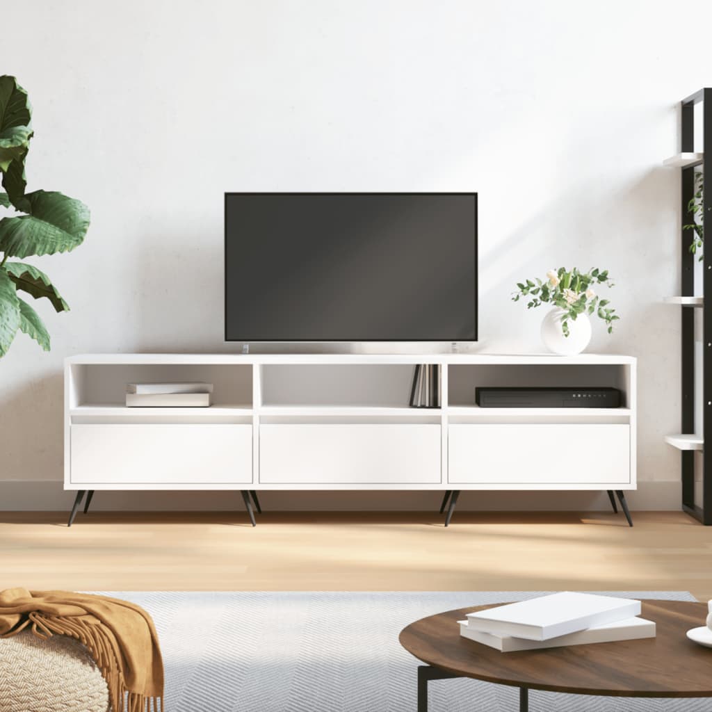 Modern Wooden 59 Inch TV Tele Stand Unit Cabinet With Open Storage & 3 Drawers