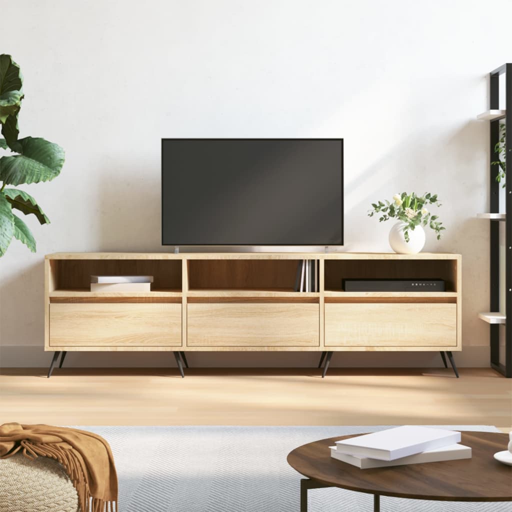 Modern Wooden 59 Inch TV Tele Stand Unit Cabinet With Open Storage & 3 Drawers
