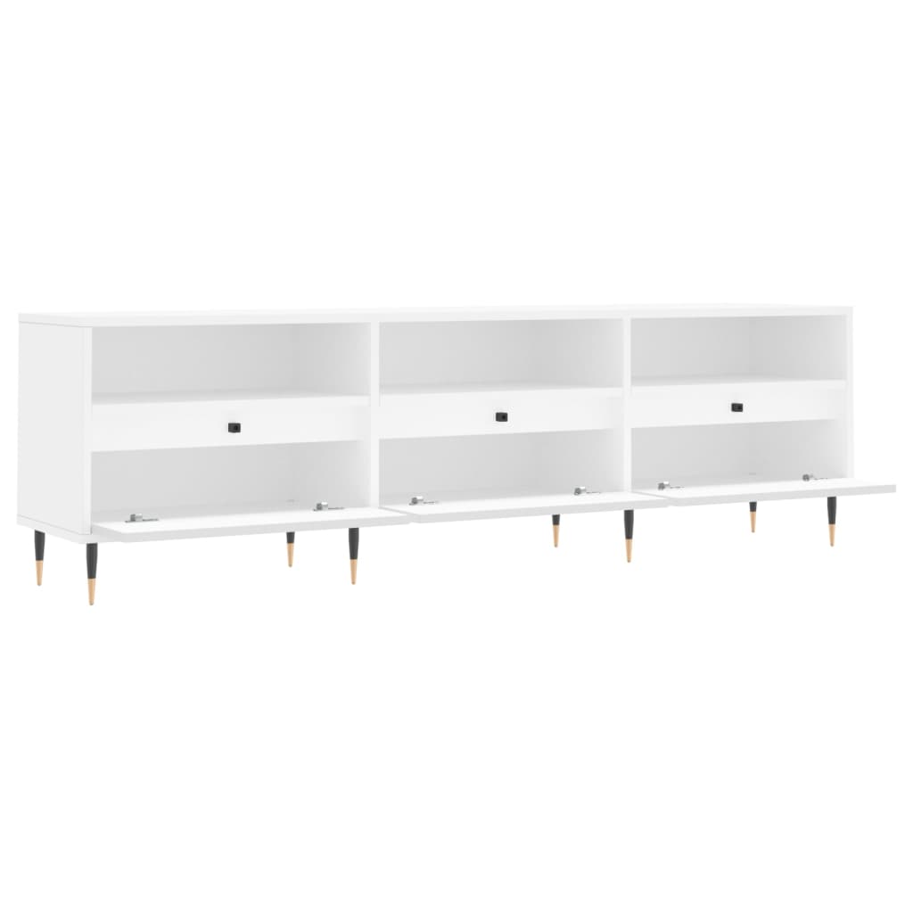 Modern Wooden TV Tele Stand Unit Cabinet With 3 Drawers & Open Storage Shelves