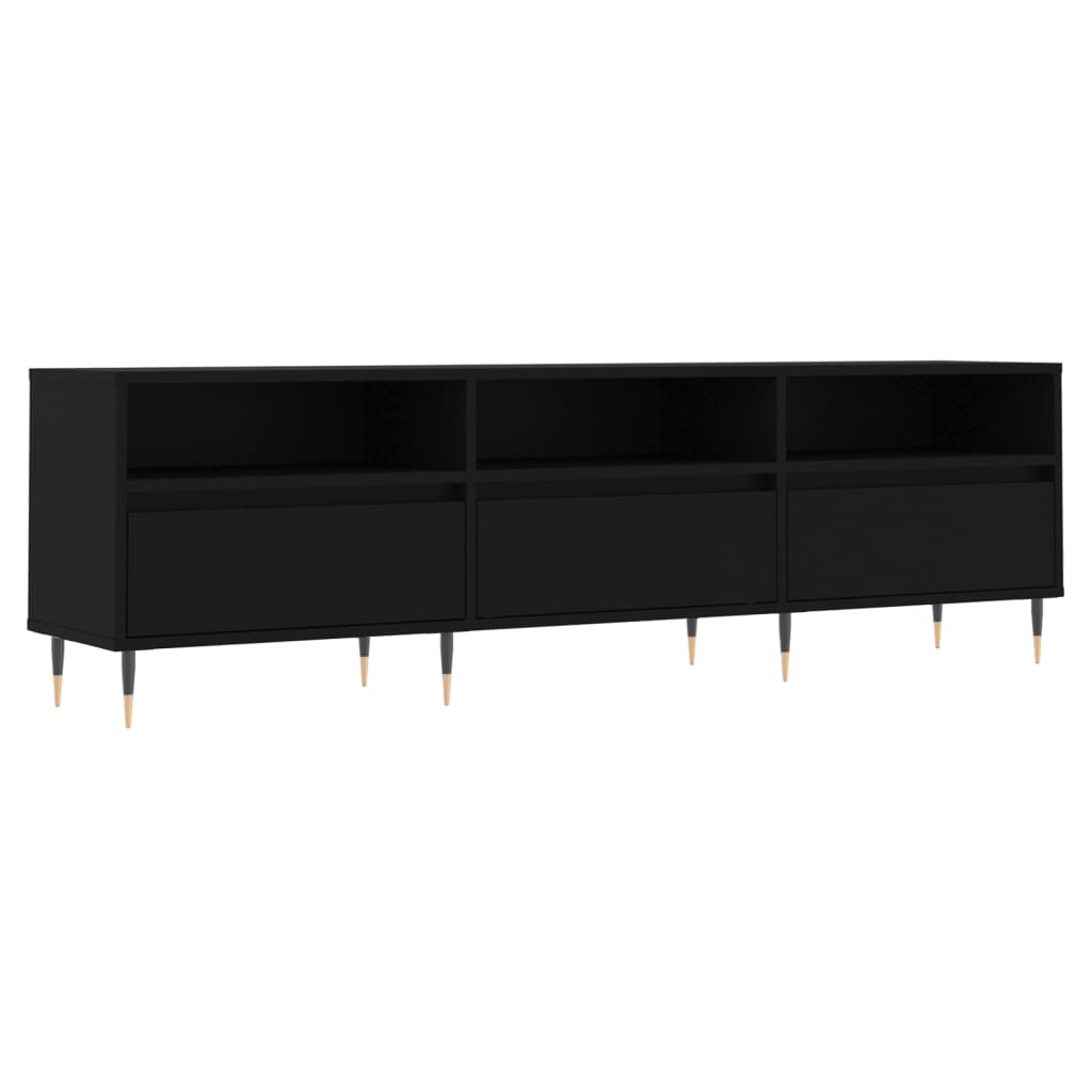 Modern Wooden TV Tele Stand Unit Cabinet With 3 Drawers & Open Storage Shelves