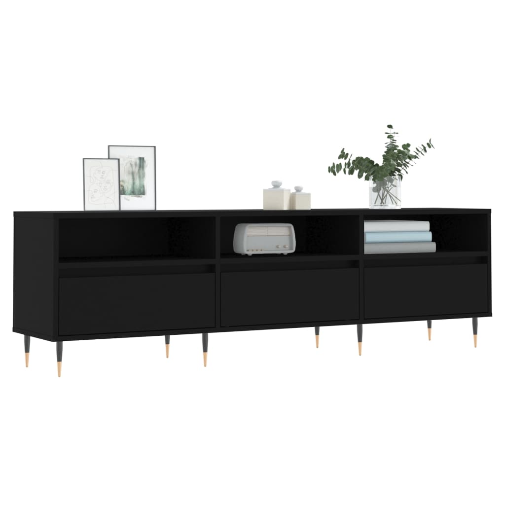 Modern Wooden TV Tele Stand Unit Cabinet With 3 Drawers & Open Storage Shelves