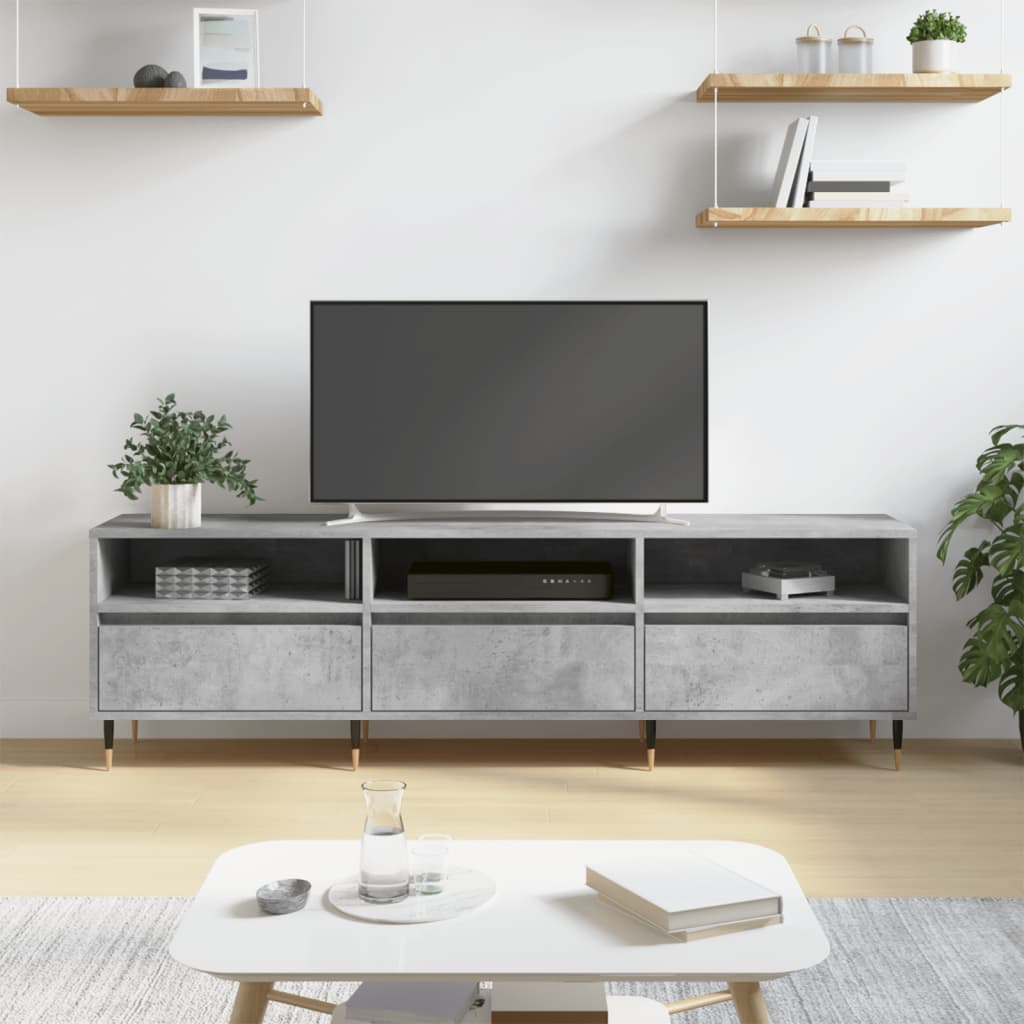 Modern Wooden TV Tele Stand Unit Cabinet With 3 Drawers & Open Storage Shelves