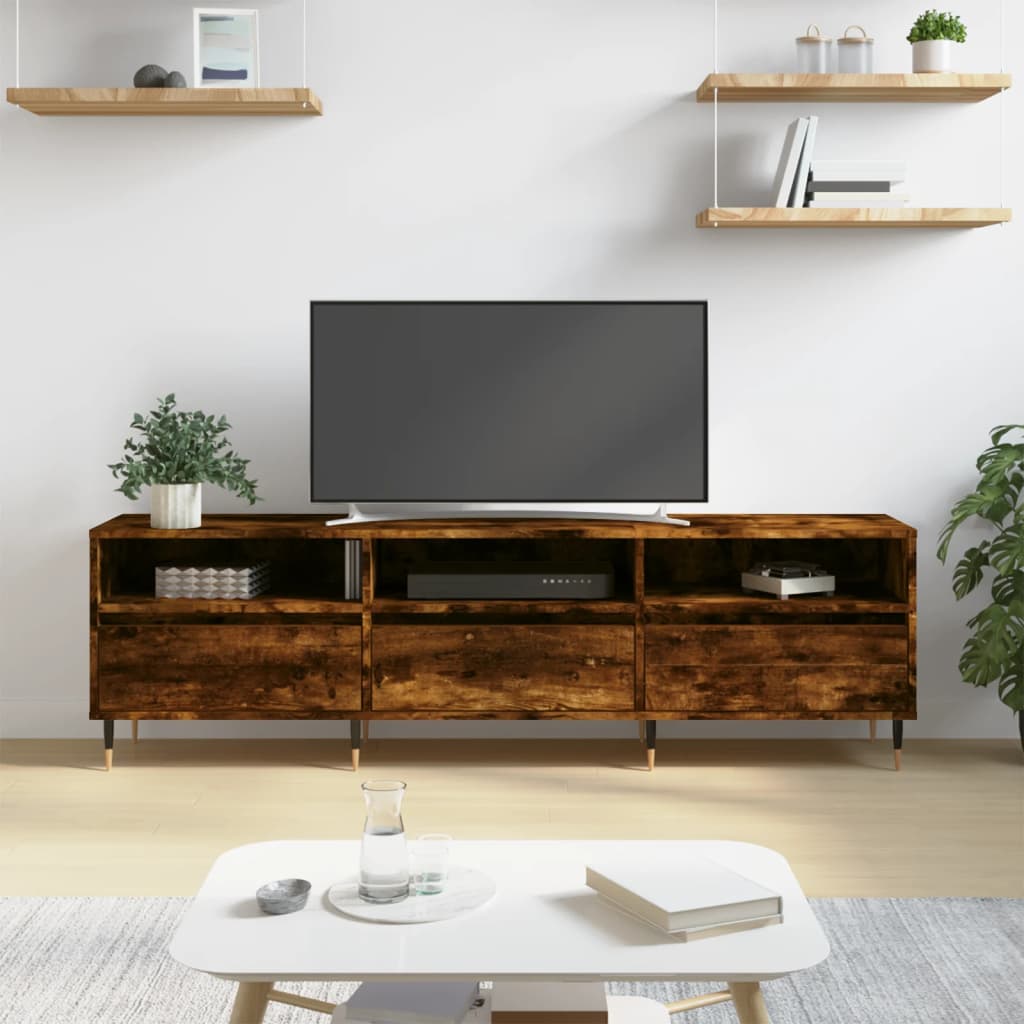 Modern Wooden TV Tele Stand Unit Cabinet With 3 Drawers & Open Storage Shelves