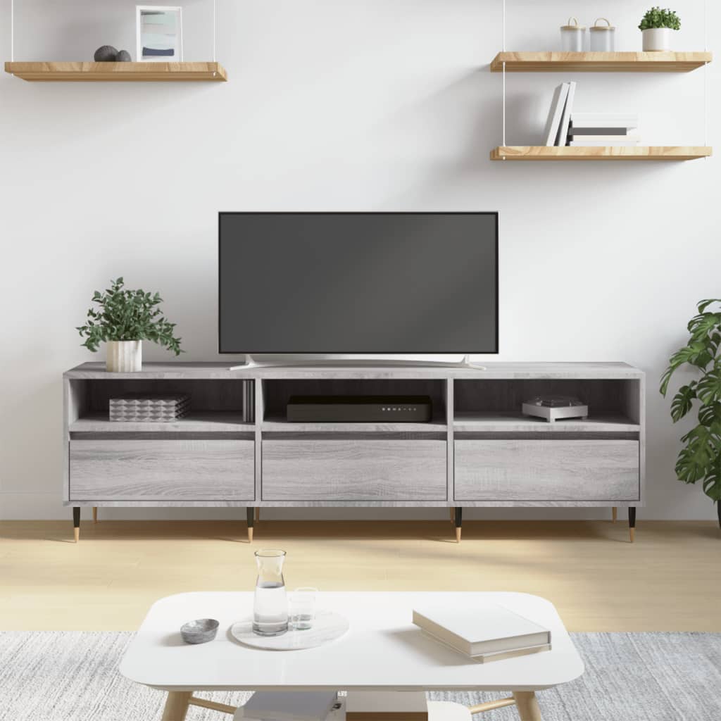 Modern Wooden TV Tele Stand Unit Cabinet With 3 Drawers & Open Storage Shelves