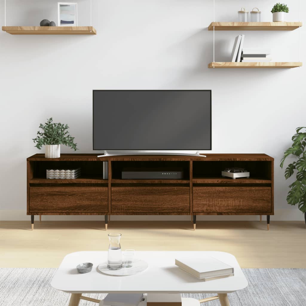 Modern Wooden TV Tele Stand Unit Cabinet With 3 Drawers & Open Storage Shelves