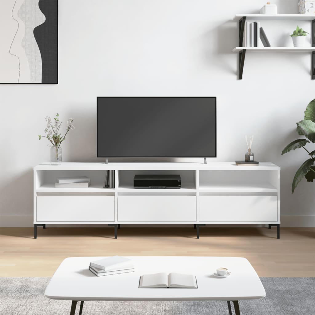 Modern Wooden 60 Inch TV Tele Stand Unit Cabinet With 3 Drawers & Open Storage
