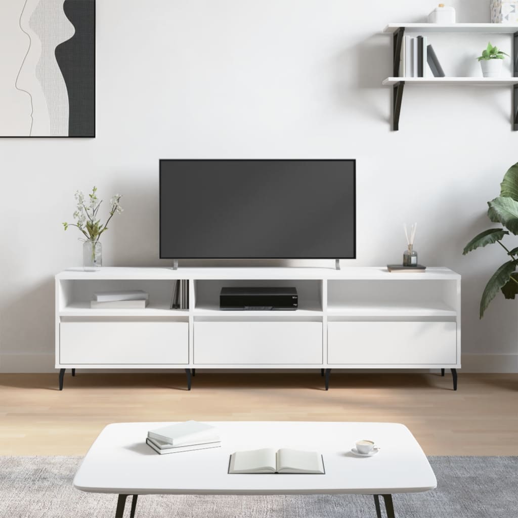 Modern Wooden 59 Inch TV Tele Stand Unit Cabinet With 3 Drawers & Open Storage