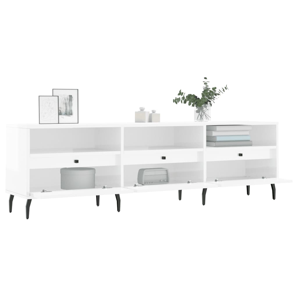 Modern Wooden 59 Inch TV Tele Stand Unit Cabinet With 3 Drawers & Open Storage