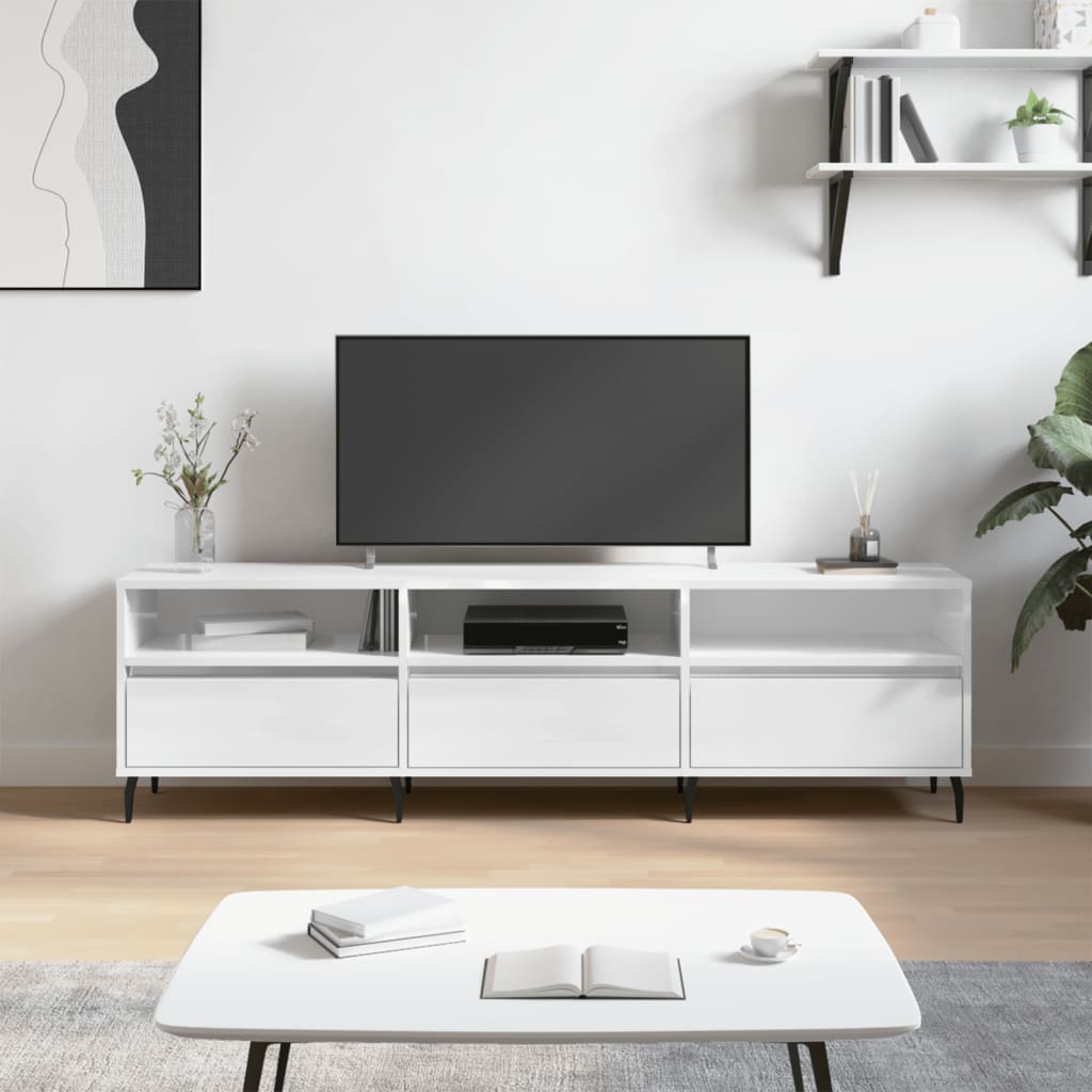 Modern Wooden 59 Inch TV Tele Stand Unit Cabinet With 3 Drawers & Open Storage