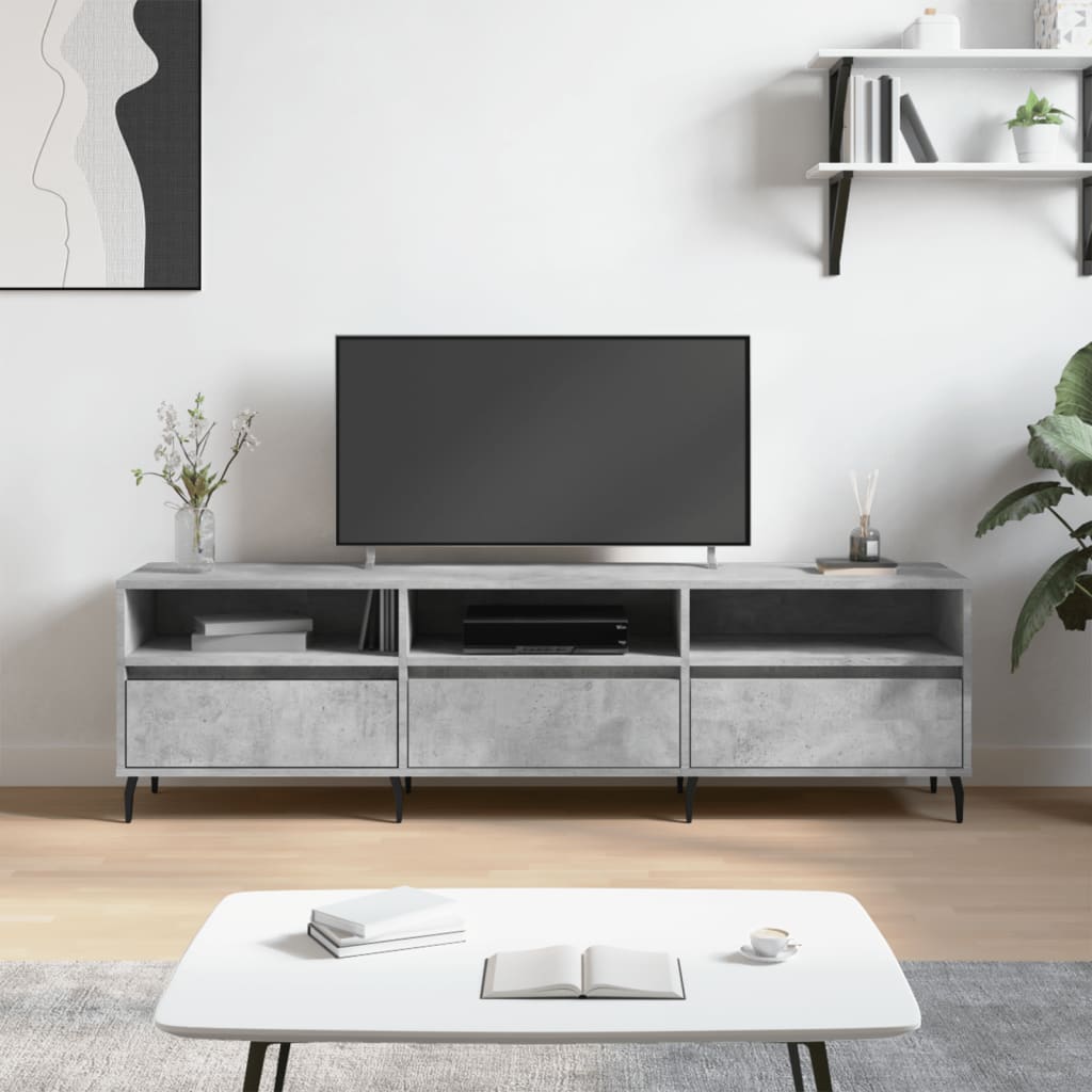 Modern Wooden 59 Inch TV Tele Stand Unit Cabinet With 3 Drawers & Open Storage