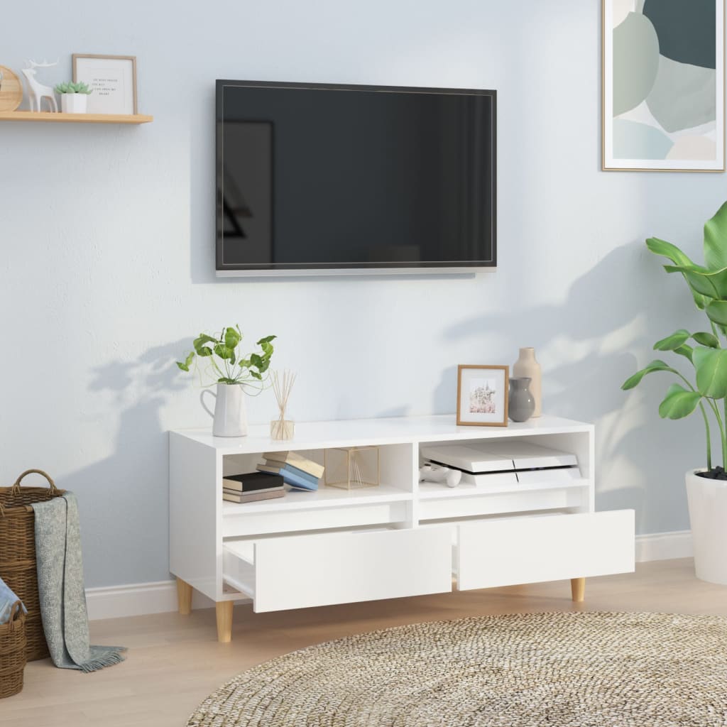 Modern Wooden 40 Inch TV Tele Stand Unit Cabinet With 2 Storage Drawers