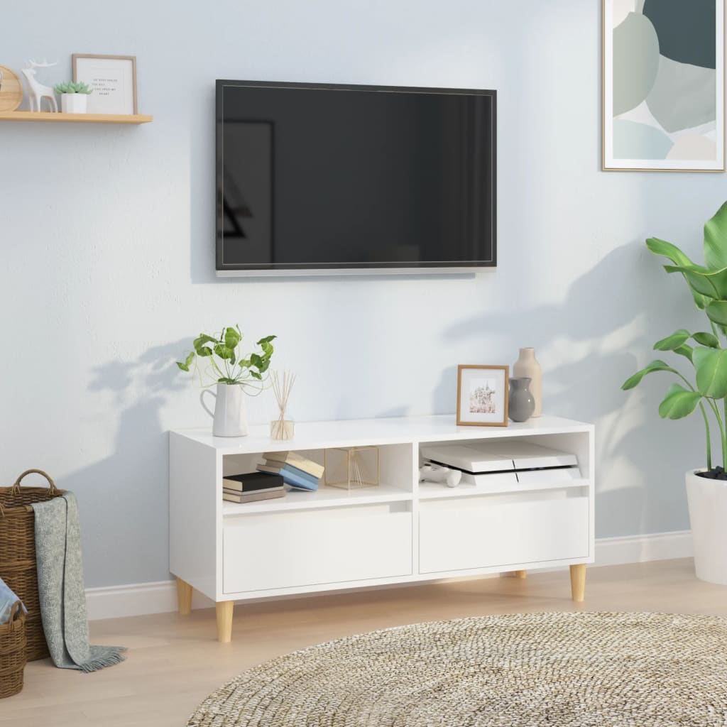 Modern Wooden 40 Inch TV Tele Stand Unit Cabinet With 2 Storage Drawers
