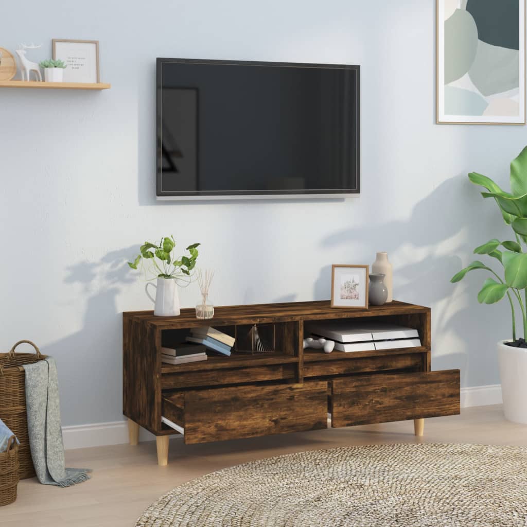Modern Wooden 40 Inch TV Tele Stand Unit Cabinet With 2 Storage Drawers