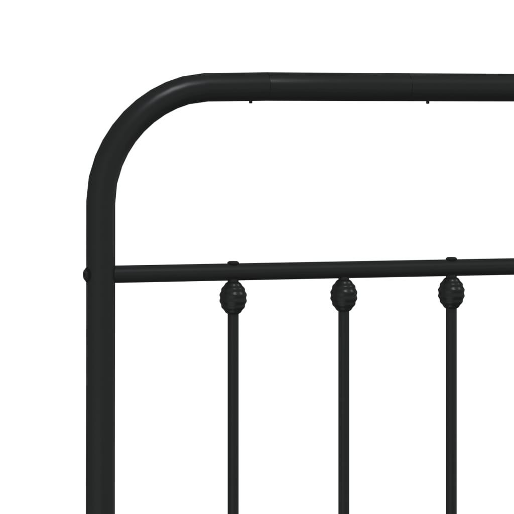 Metal Bed Frame without Mattress with Headboard Black 140x190cm
