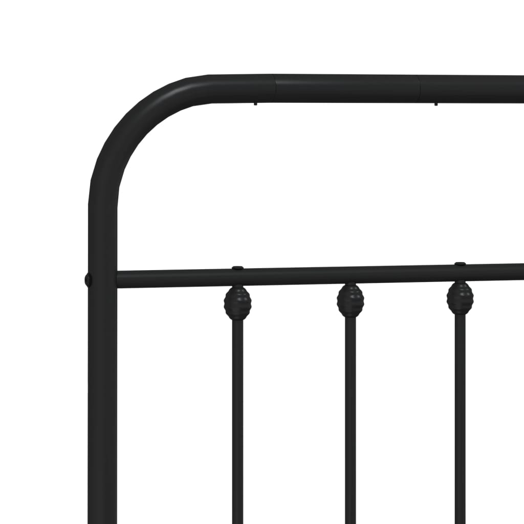 Metal Bed Frame without Mattress with Headboard Black 200x200cm
