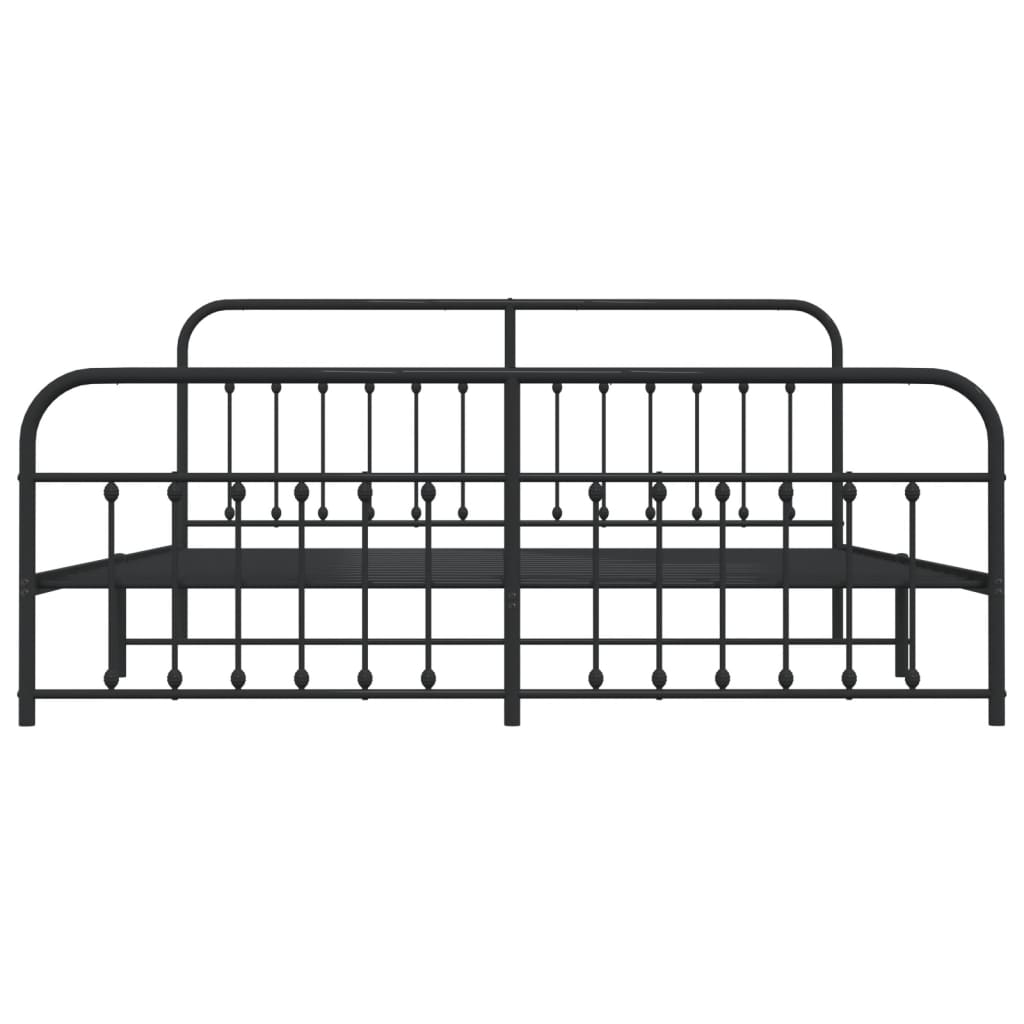Metal Bed Frame without Mattress with Footboard Black 193x203cm