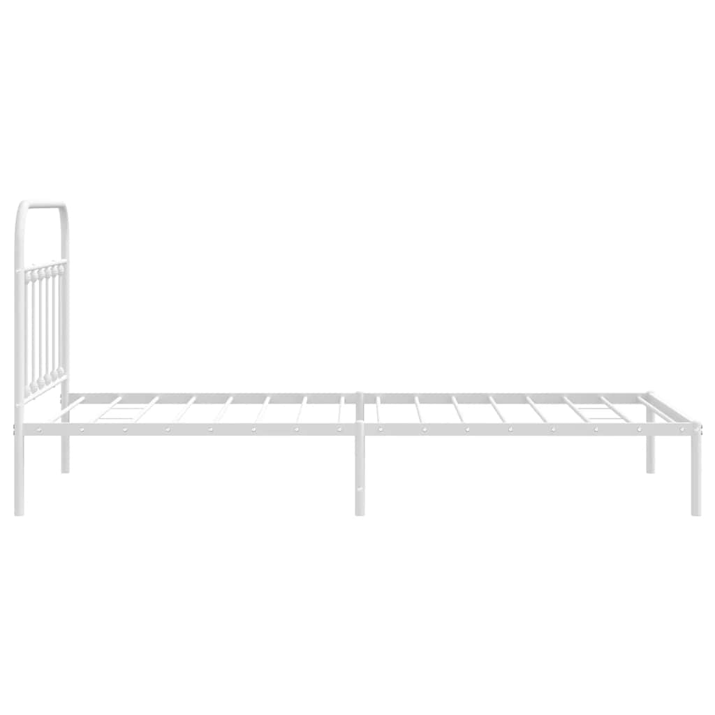 Metal Bed Frame without Mattress with Headboard White 100x200cm