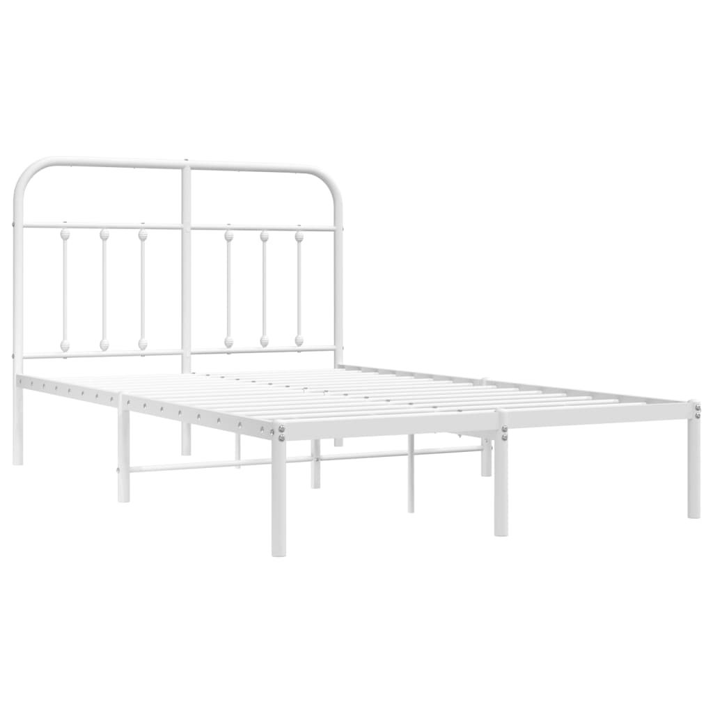 Metal Bed Frame without Mattress with Headboard White 120x200cm