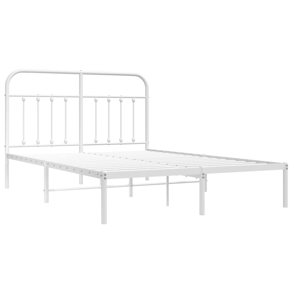 Metal Bed Frame without Mattress with Headboard White 140x190cm