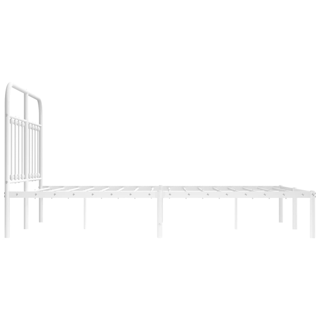 Metal Bed Frame without Mattress with Headboard White 140x190cm