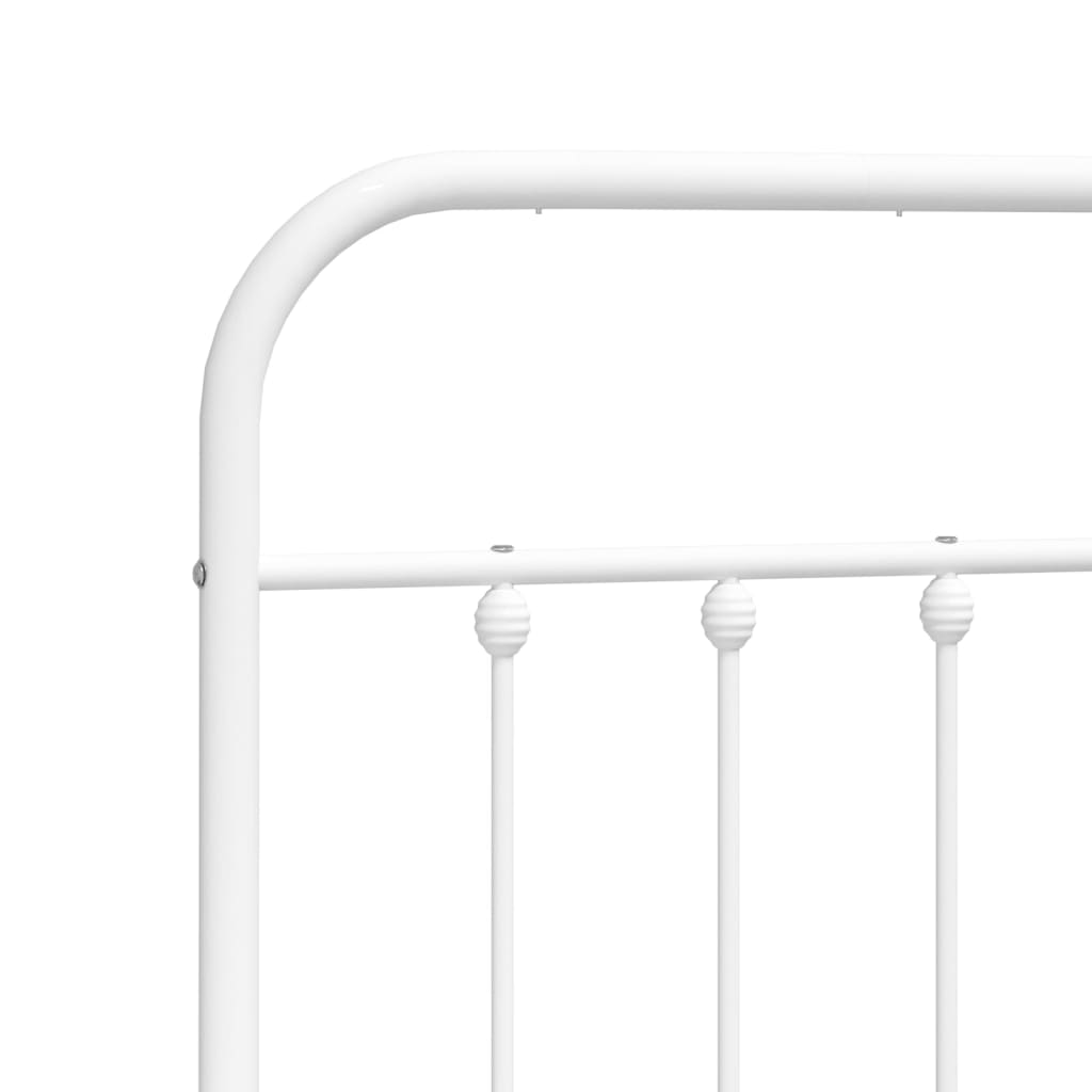 Metal Bed Frame without Mattress with Headboard White 150x200cm
