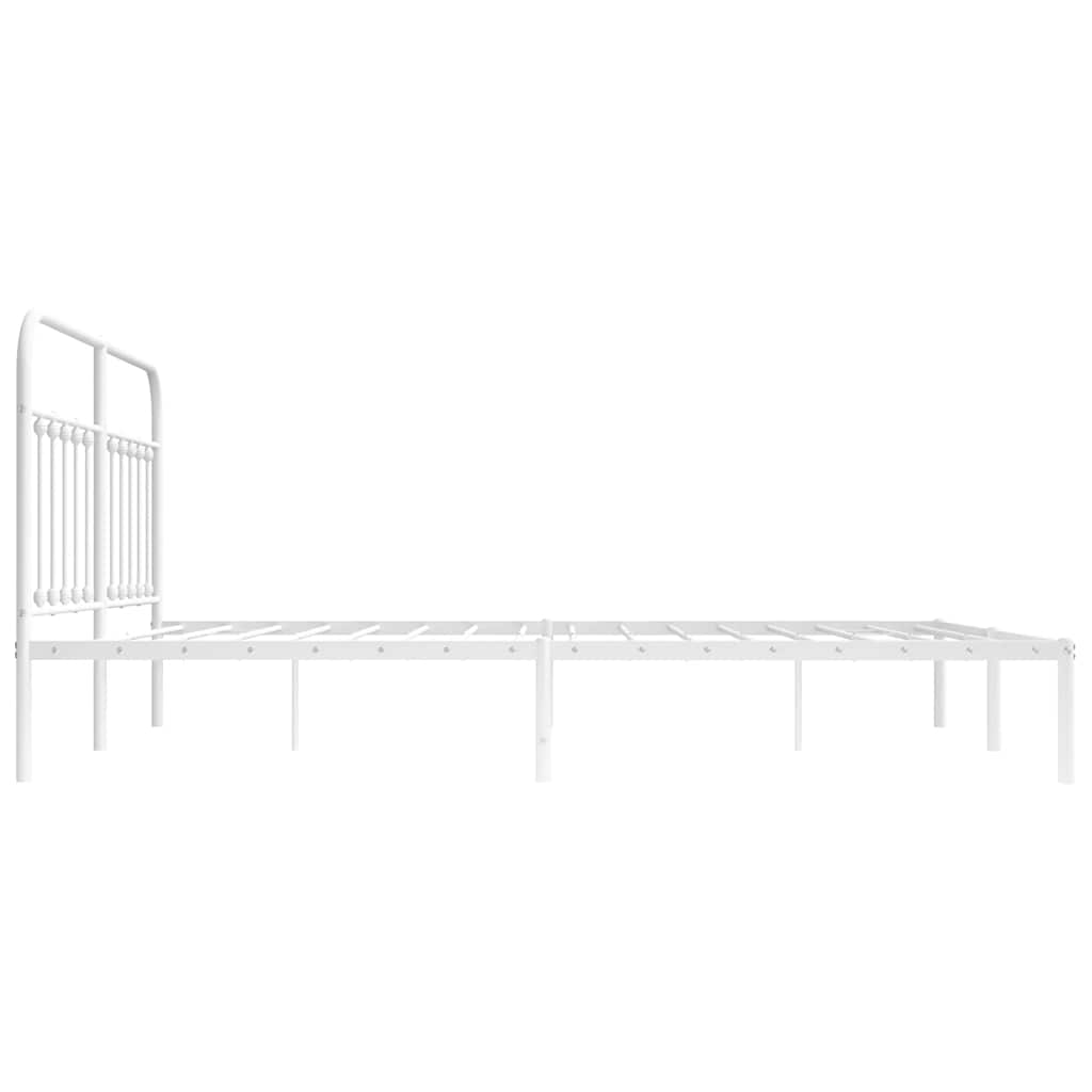 Metal Bed Frame without Mattress with Headboard White 180x200cm