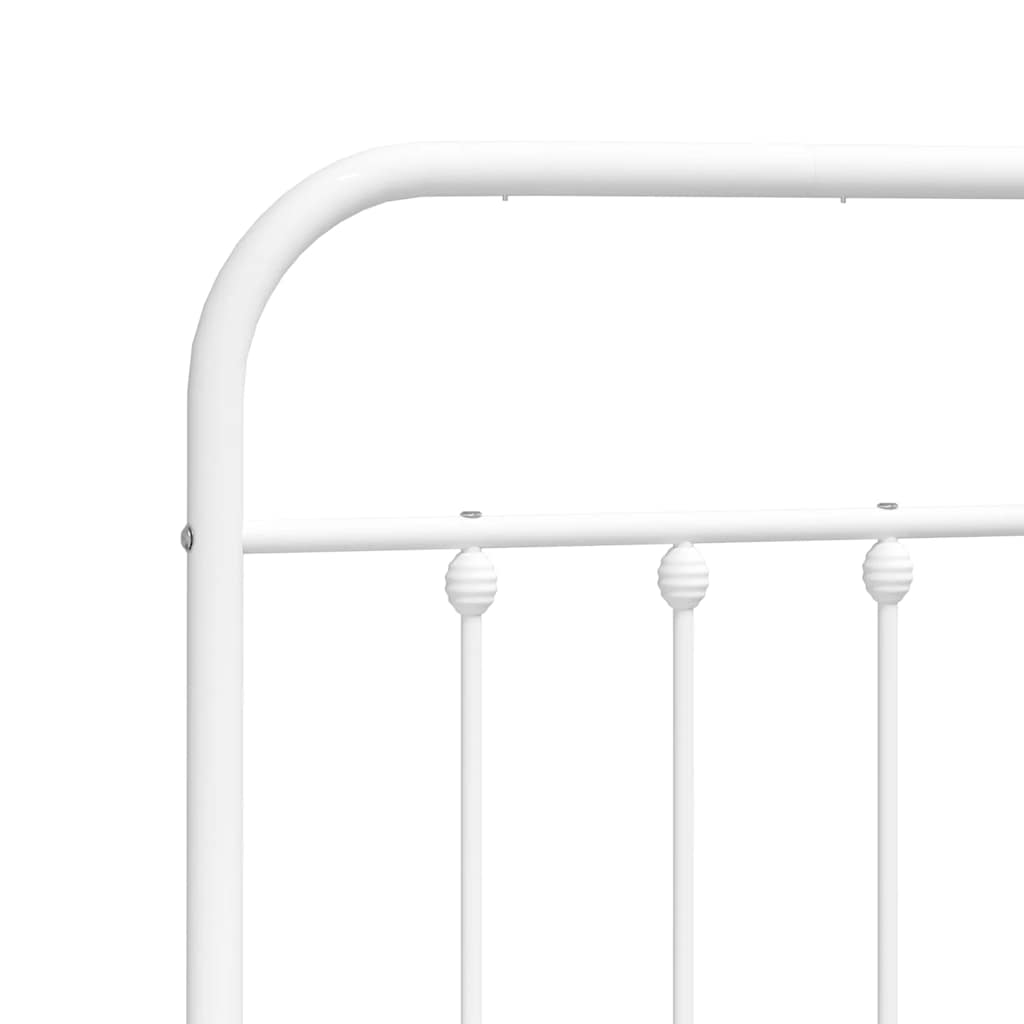 Metal Bed Frame without Mattress with Headboard White 180x200cm