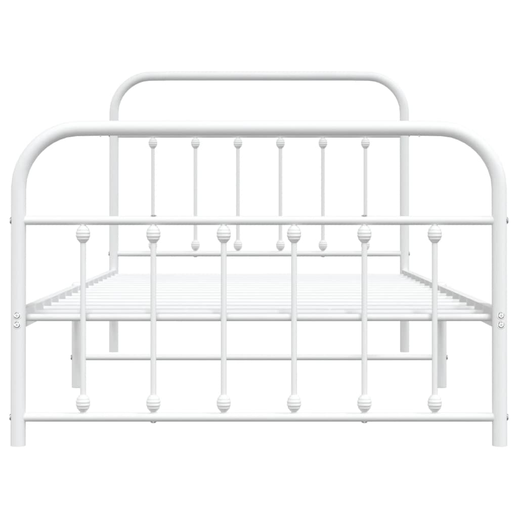Metal Bed Frame without Mattress with Footboard White 100x200cm