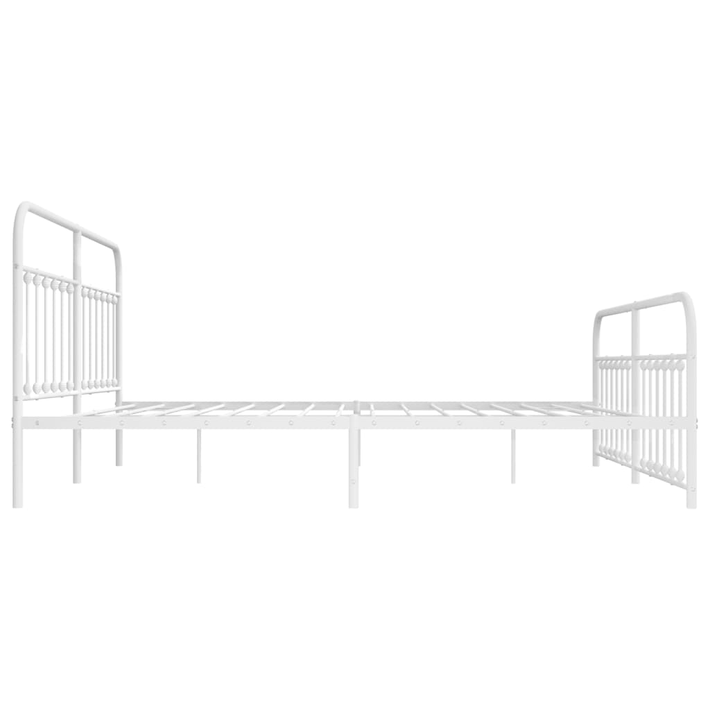 Metal Bed Frame without Mattress with Footboard White 200x200cm