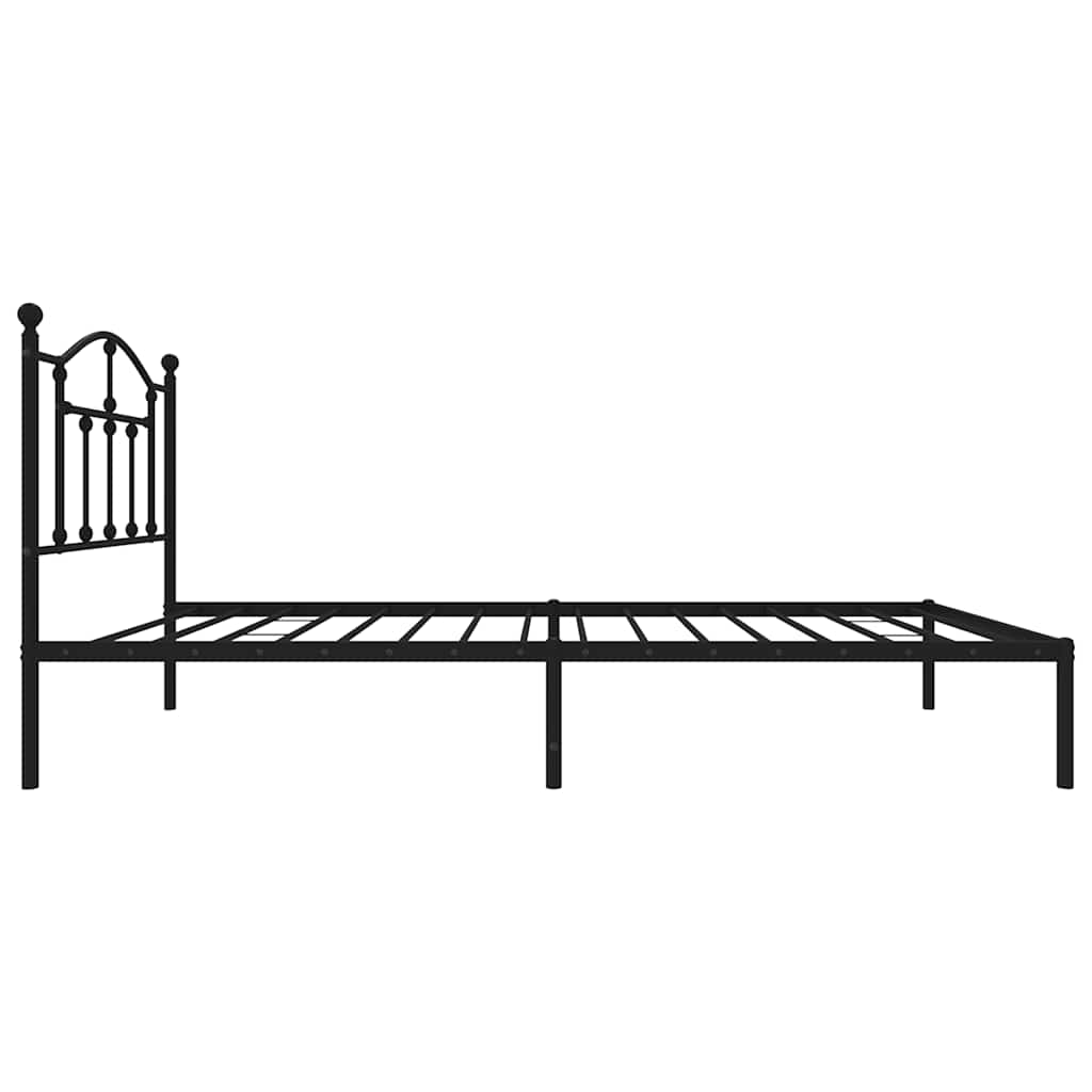 Metal Bed Frame without Mattress with Headboard Black 90x200cm