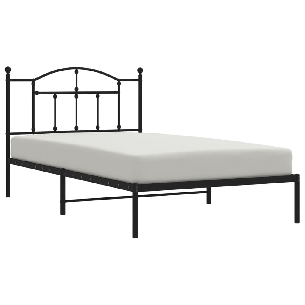 Metal Bed Frame without Mattress with Headboard Black 100x200cm