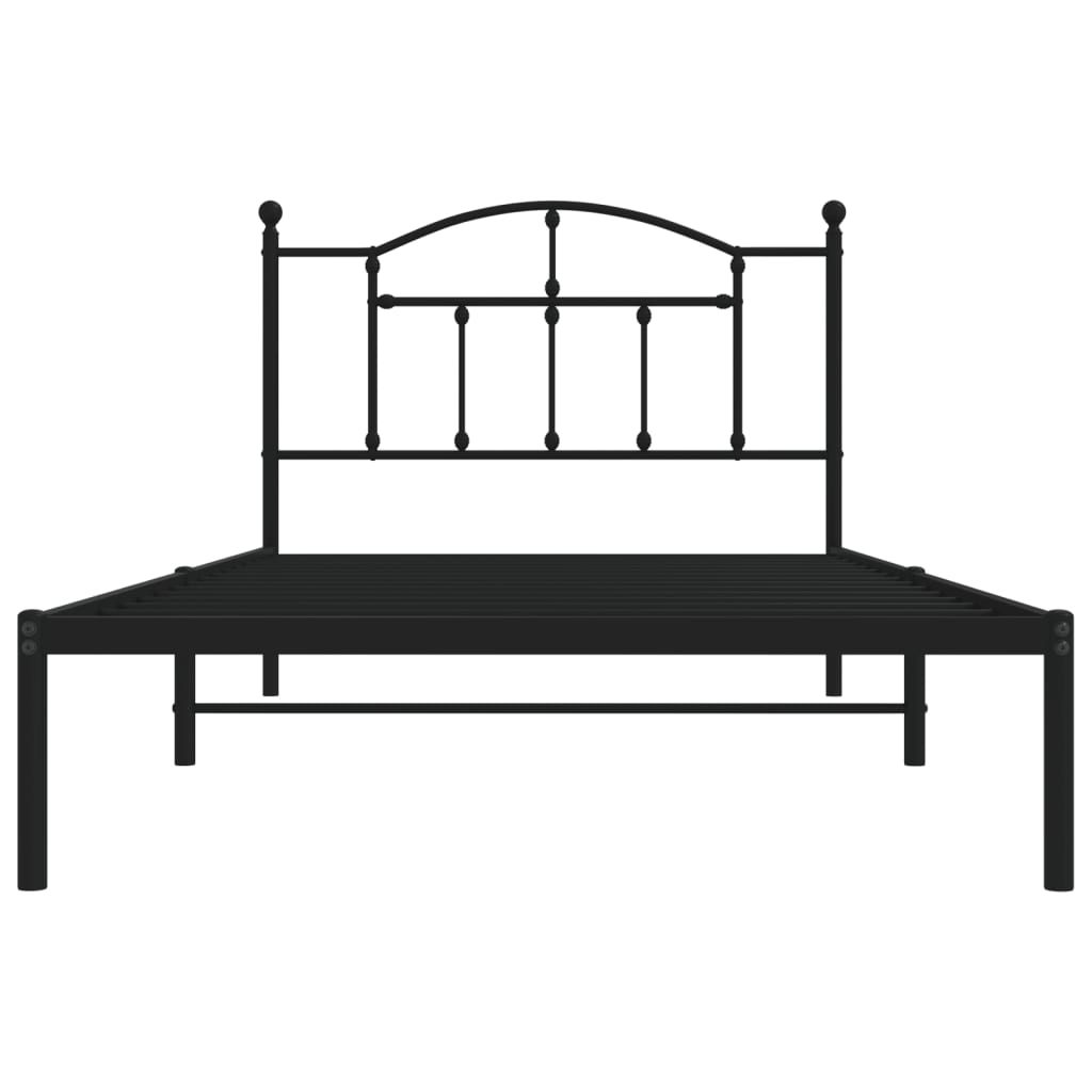 Metal Bed Frame without Mattress with Headboard Black 100x200cm