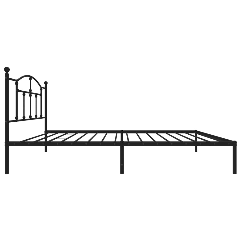 Metal Bed Frame without Mattress with Headboard Black 100x200cm