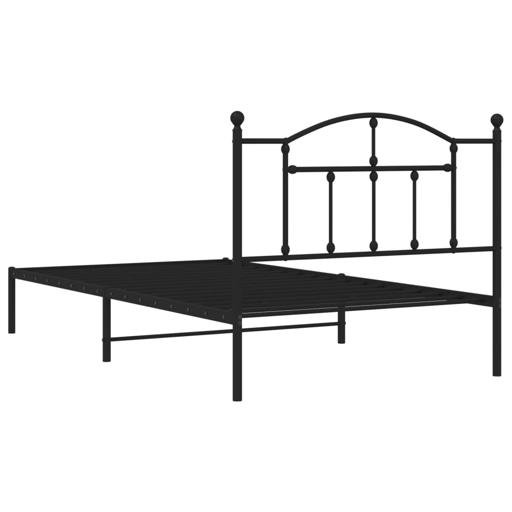 Metal Bed Frame without Mattress with Headboard Black 100x200cm