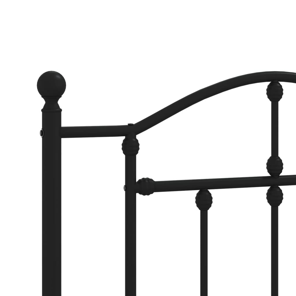 Metal Bed Frame without Mattress with Headboard Black 100x200cm